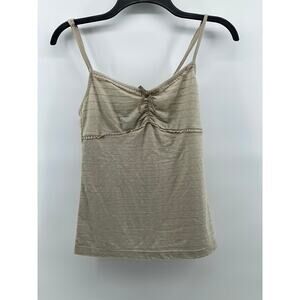 MANGO BASICS Women's Beige V-Neck Spaghetti Strap Casual Tank Top SZ XS
